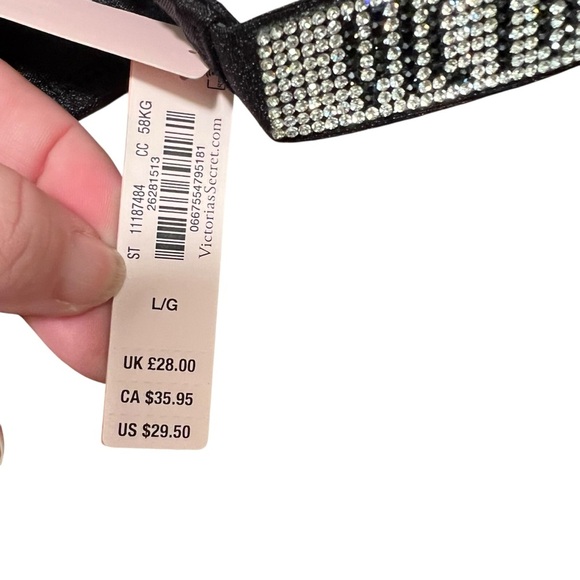 Victoria’s Secret Rhinestone Strap Brazilian Bikini Bottom Black L - Picture 13 of 14